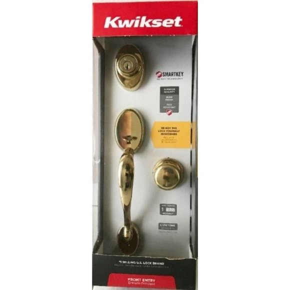 Kwikset 98001-196 Chelsea Handleset, Polished Brass - Picture 1 of 3